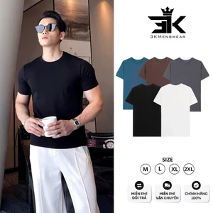 Áo thun cộc tay nam nữ, áo ôm body nam 3KMEN chất liệu thun tăm tre cao cấp