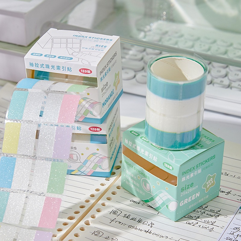 ( 120 Miếng )Hộp Sticky Note Đánh Dấu Trang , Cuộn Note Gradient Lấp Lánh Dán Sổ Học Tập cho Học Sinh , Sinh Viên