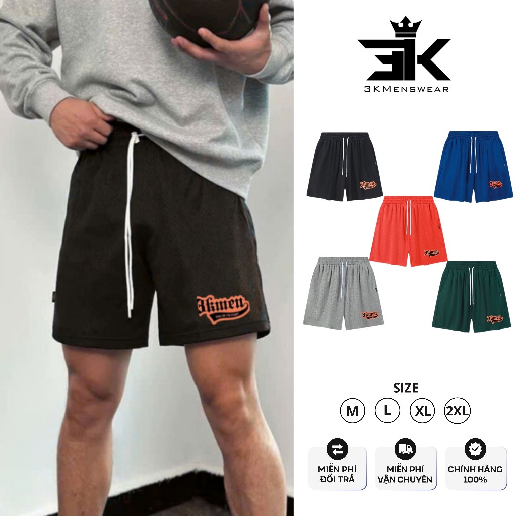 Quần Đùi Nam, Quần Short Thể Thao 3KMEN Lót Lưới 2 Lớp Thoáng Mát Thấm Hút Mồ Hôi