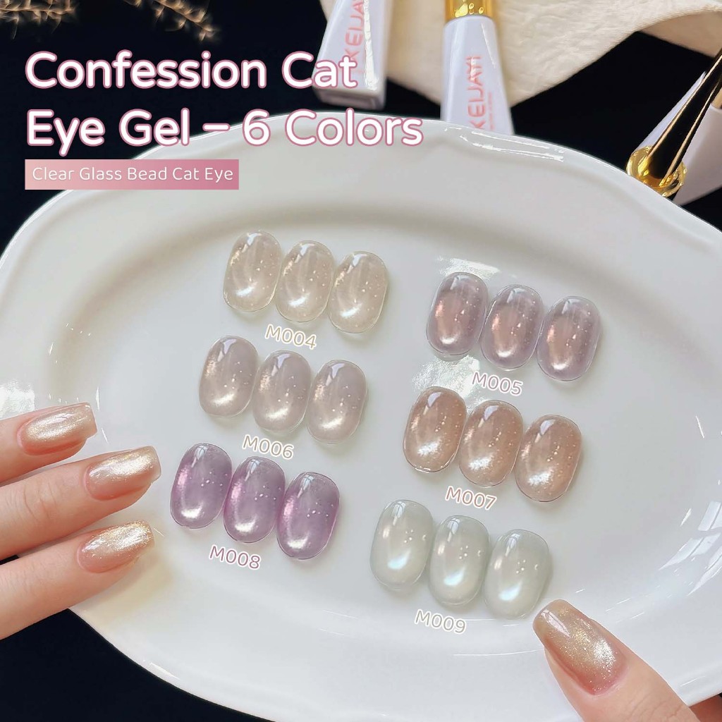 XEIJAYI 10ml - Sơn móng tay gel mắt mèo màu nude siêu bóng, bộ 6 màu, thích hợp cho salon và sử dụng hàng ngày.