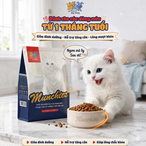 Thức Ăn Hạt Munchies Dành Cho Các Bé Mèo Yêu - Dầu Cá Hồi Hỗ Trợ Tăng Cân Và Giảm Rụng Lông.