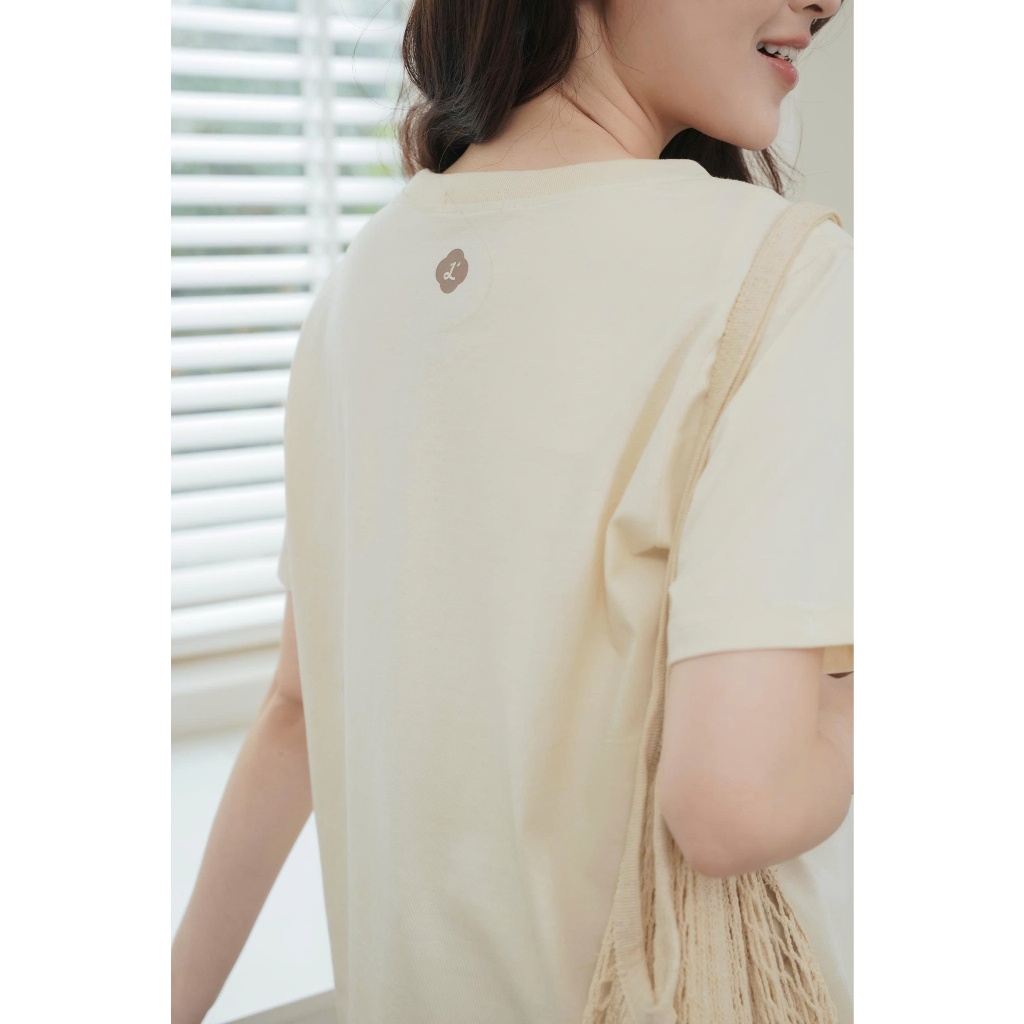 Áo Phông Bầu Flower Tee L'amme - Chất Cotton 100% Co Giãn 2 Chiều, Form Rộng Giấu Bụng