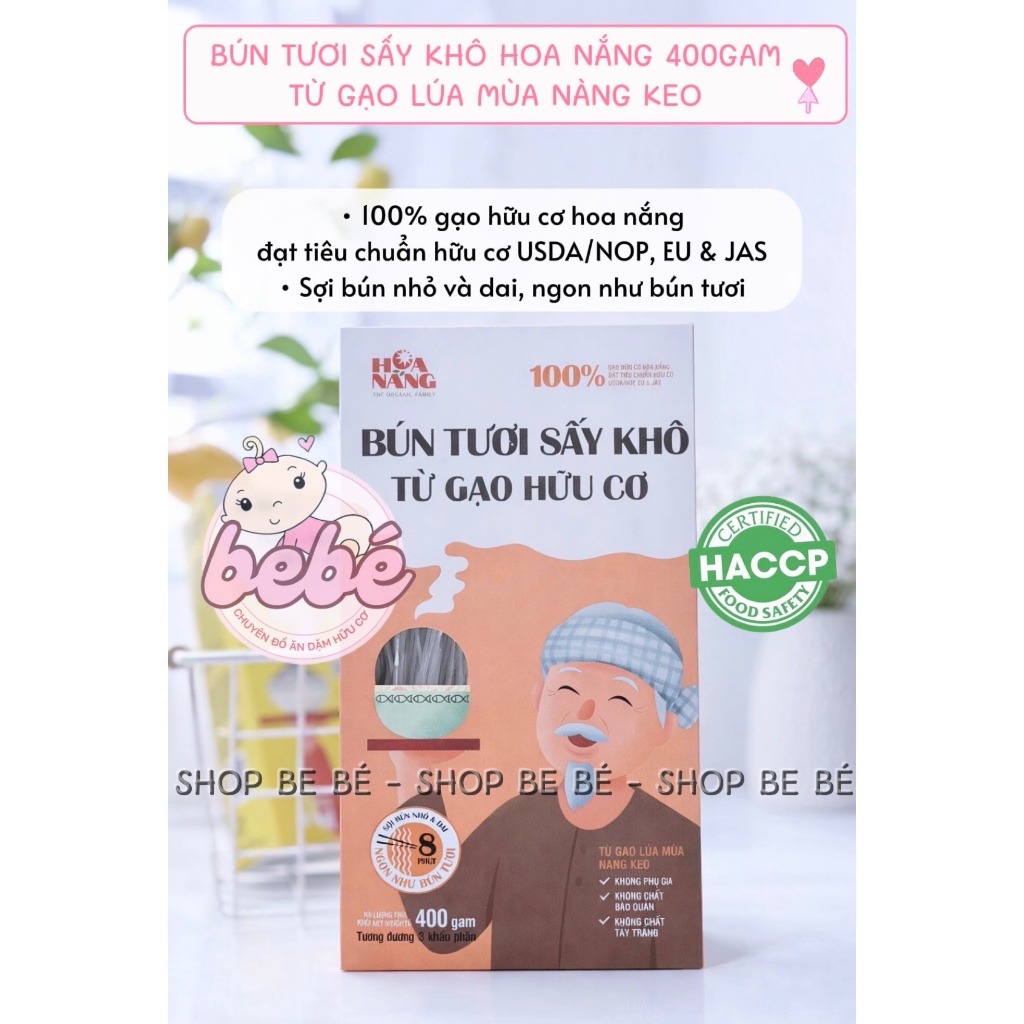 Phở / bún gạo tươi sấy khô hữu cơ Hoa Nắng. Organic, không chất bảo quản cho bé và cả gia đình