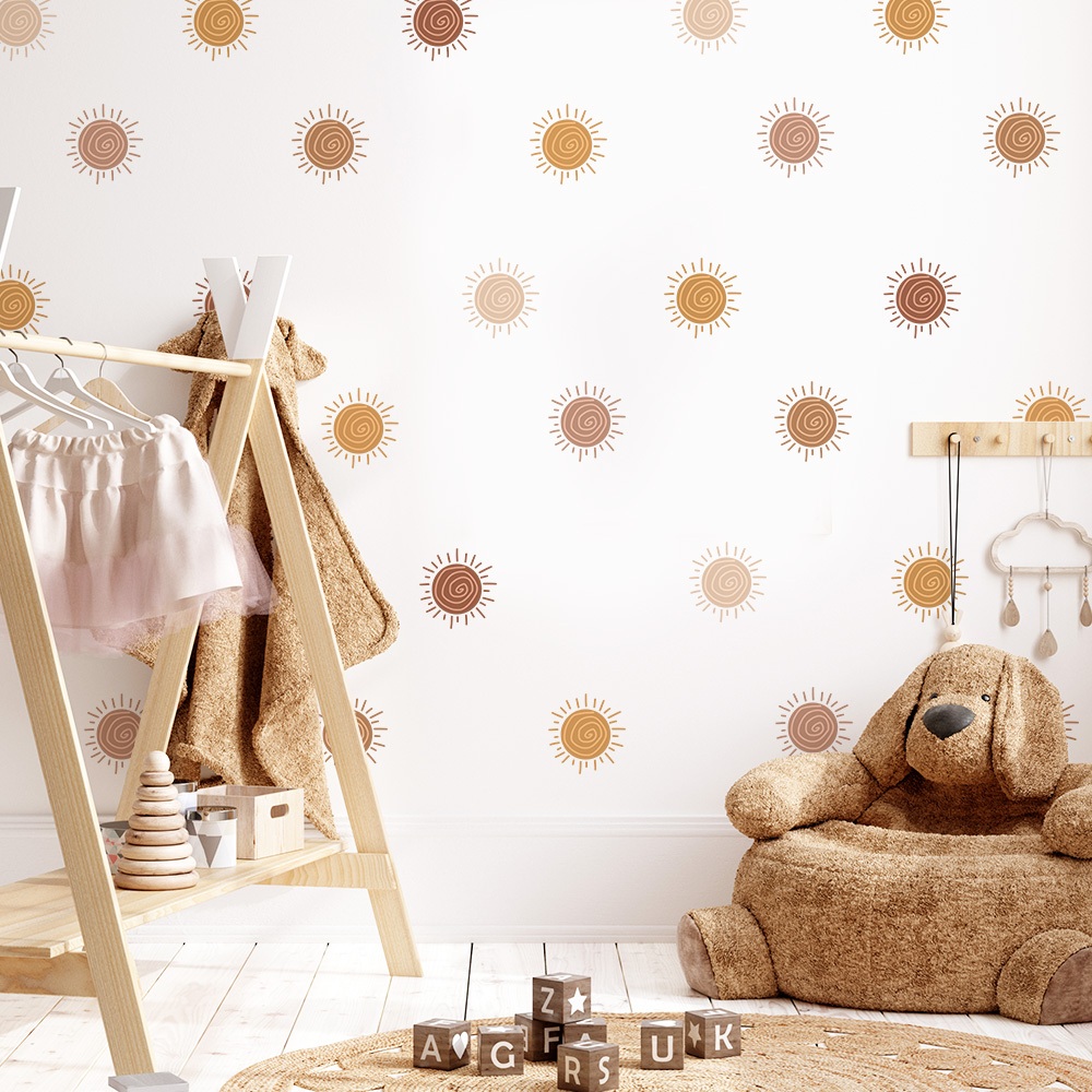 Sticker Decal Dán Tường Mặt Trời Nhỏ Có Keo Sẵn - Trang Trí Cửa Kính - Decor Quán Cafe - Phòng Ngủ