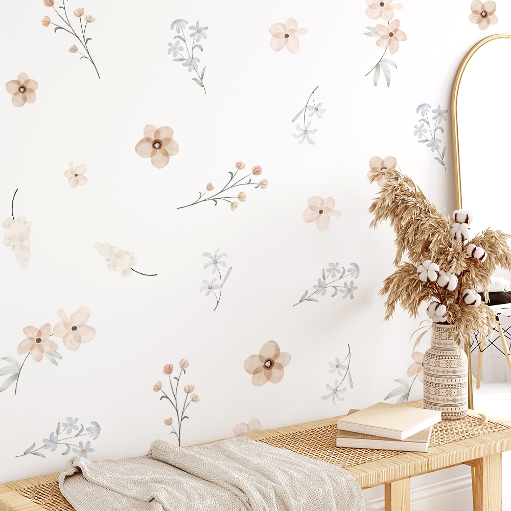 Sticker Decal Dán Tường Mẫu Hoa Nhí 4 Có Keo Sẵn - Trang Trí Cửa Kính - Decor Quán Cafe - Phòng Ngủ