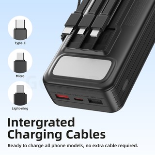 Sạc Dự Phòng 20000mAh GOOJODOQ 9 Cổng PD20W, 22.5W, Dây Cáp Tích Hợp, Màn Hình Số, Đèn Pin