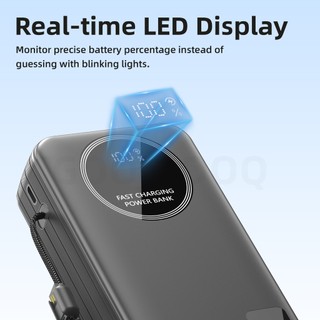 Sạc Dự Phòng 20000mAh GOOJODOQ 9 Cổng PD20W, 22.5W, Dây Cáp Tích Hợp, Màn Hình Số, Đèn Pin