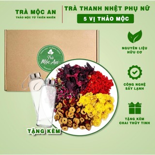 Trà Thanh Nhiệt Phụ Nữ Thảo Mộc 5 Vị - Hộp 30 Gói TẶNG BÌNH - Hỗ Trợ Cân Bằng Nội Tiết Tố, Trẻ Hóa Làn Da