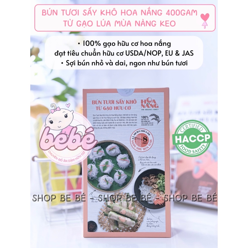 Phở / bún gạo tươi sấy khô hữu cơ Hoa Nắng. Organic, không chất bảo quản cho bé và cả gia đình