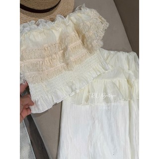 Set áo trễ vai mix chân váy maxi siêu đẹp viền ren kiểu tiểu thư công chúa kèm ảnh thật chị em chốt - Baotrang.clothes