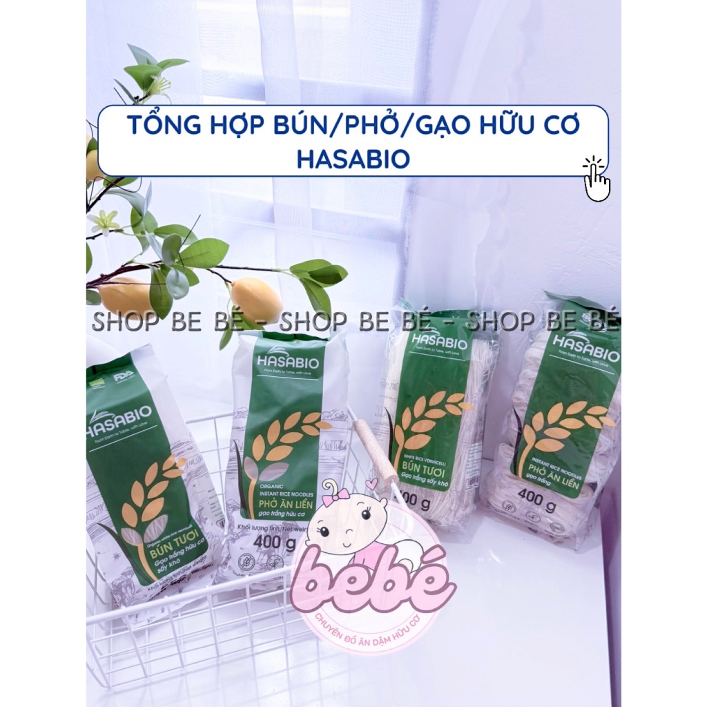 Phở gạo trắng / bún tươi sấy khô hữu cơ Hasabio Foods - Sợi ngon mềm cho bé và cả gia đình
