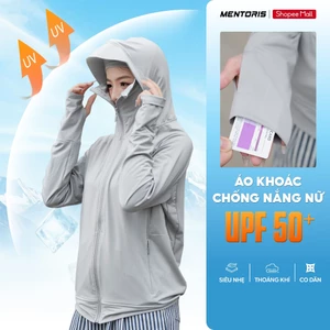 Áo Chống Nắng Thun Lạnh Nữ Mentoris, UPF 50+ Chống Tia UV, Áo Khoác Có Mũ Trùm Kín Mặt, MCN01S