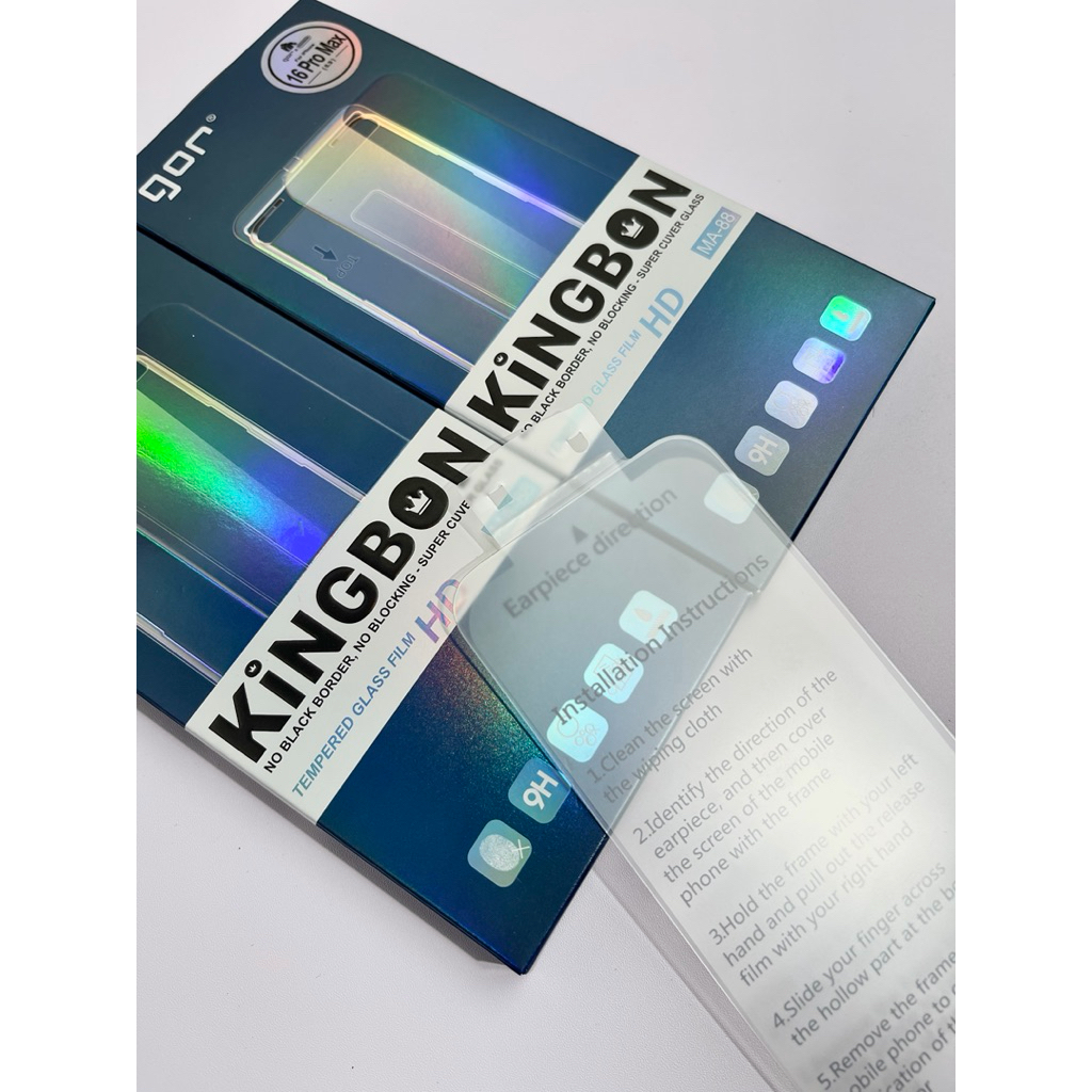 Kính Cường Lực iPhone Không Viền Đen,Kèm Khung Hỗ Trợ Dán MA-88/86 GOR KiNGBON cho 12 đến 17 Pro Max