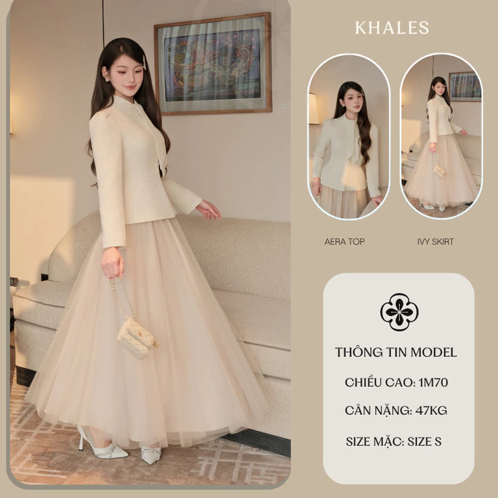 KHALES - Chân váy voan IVY SKIRT Chân váy dự tiệc Prom dáng xòe cạp thun cao freesize