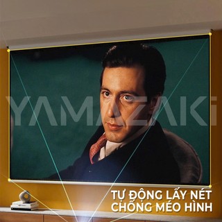 Máy chiếu mini YAMAZAKi T8 PRO cho phòng ngủ, homestay kết nối wifi, điện thoại kèm màn chiếu và điều khiển giọng nói