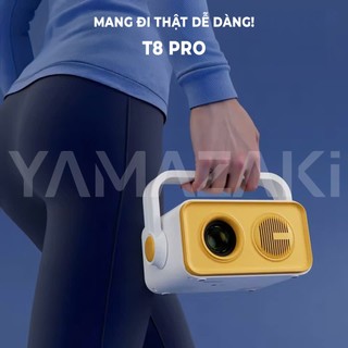 Máy chiếu mini YAMAZAKi T8 PRO cho phòng ngủ, homestay kết nối wifi, điện thoại kèm màn chiếu và điều khiển giọng nói