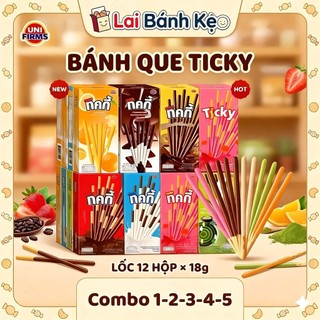 [Combo 1-2-3-4-5] Lốc 12 Hộp Bánh Que Ticky Thái Lan Mix đủ vị, Hộp ×18g ( Hoặc tự Mix )