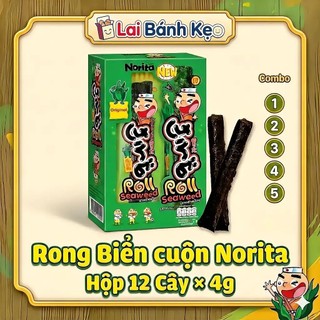 [Combo1-2-3-4-5] Hộp Rong Biển Cuộn NORITA Thái Lan, Hộp 12 ống × 3g