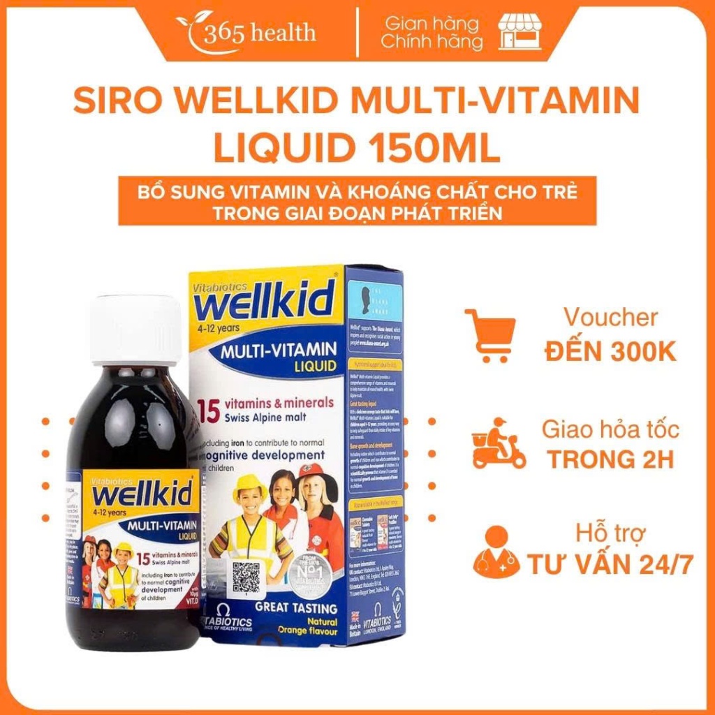Siro Wellkid Multivitamin Liquid 150ml - bổ sung vitamin, khoáng chất, nâng cao sức đề kháng cho trẻ