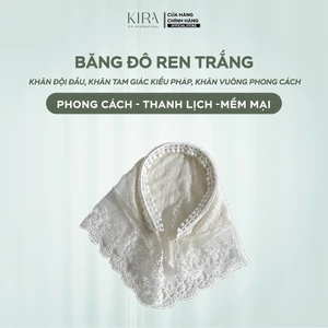 Băng đô ren trắng, khăn buộc tóc, khăn đội đầu tam giác phong cách Pháp, khăn vuông thời trang – phụ kiện tóc nữ
