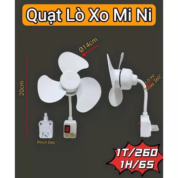 Quạt Mini 3 Lá Cắm Phích Điện Có Công Tắc / Quạt Mini 3 Lá (Cổng USB Uốn Dẻo) và Quạt tích điện mini cầm tay Trái Cây