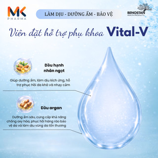 Viên đặt trị khô, nóng rát, đau khi quan hệ, mỏng thành âm đạo VITAL-V FILM FORMING OVULES - Dưỡng ẩm và phục hồi