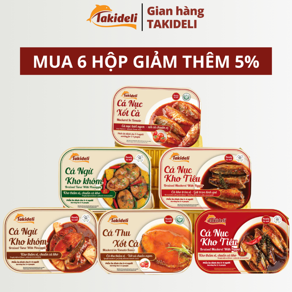 Combo 6 Hộp Cá Kho Takedeli 400gr/hộp Chuẩn Vị – Tươi Ngon – Ăn Liền – Tiện Lợi