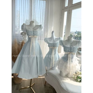 SET ÁO-VÁY-ĐẦM LILY BOW HOA NHÍ NHÚN NGỰC PHỐI NƠ FORM XÒE TIỂU THƯ VINTAGES (ẢNH THẬT)