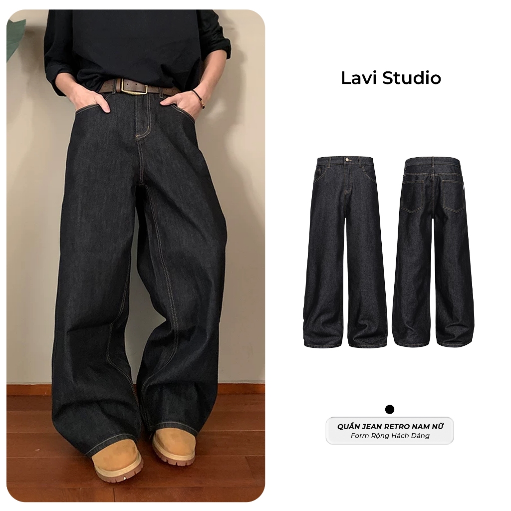 Quần Jeans Retro Kiểu Dáng Rộng Lavi Studio/ PAN Unisex Nam Nữ