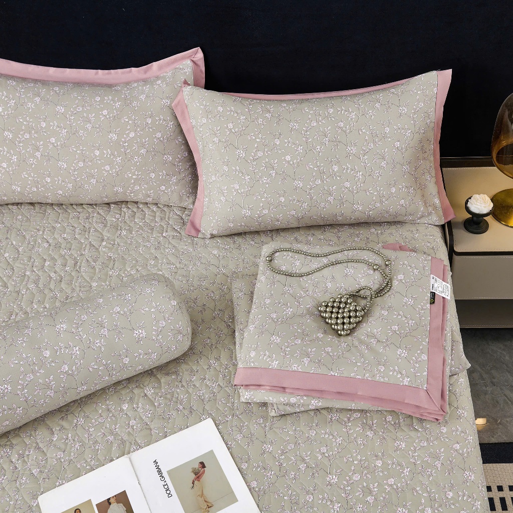 Bộ Chăn Ga Giường Cao Cấp TOPAZ Nhập Khẩu Chất Liệu Cotton Lụa Siêu Mềm Mịn Kháng Khuẩn