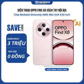 Điện thoại Oppo Find X8 chip MediaTek Dimensity 9400, màn hình AMOLED 6.59" 120Hz