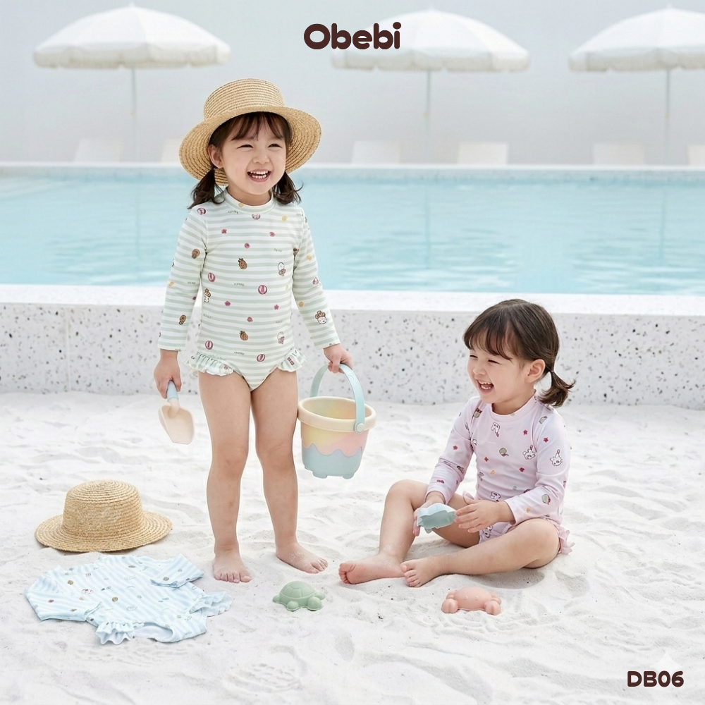 Đồ Bơi Bé Gái Chống Nắng UPF 50+ Obebi Co Giãn Làm Mát Cho Bé Từ 8- 22kg DB06