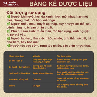Trà Dưỡng Khí Huyết 10 Vị Bổ khí - LụcBìnhOrganic - sinh huyết, tăng tuần hoàn, giảm mệt mỏi, da hồng hào, tóc khỏe