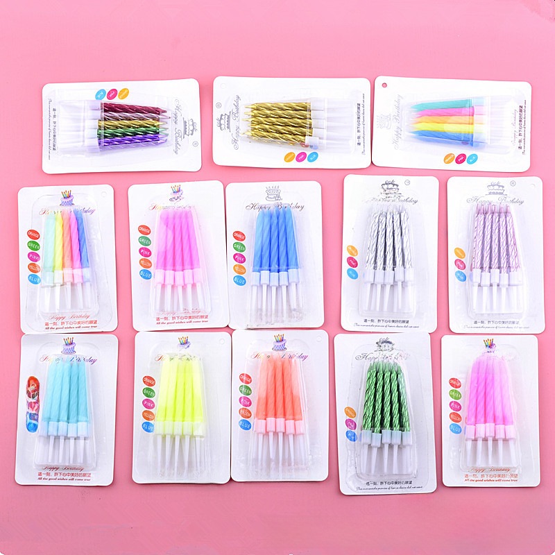 Combo 10 VỈ NẾN NGẮN sắc màu trang trí bánh sinh nhật, nến sinh nhật trang trí bán kem DUHA 043