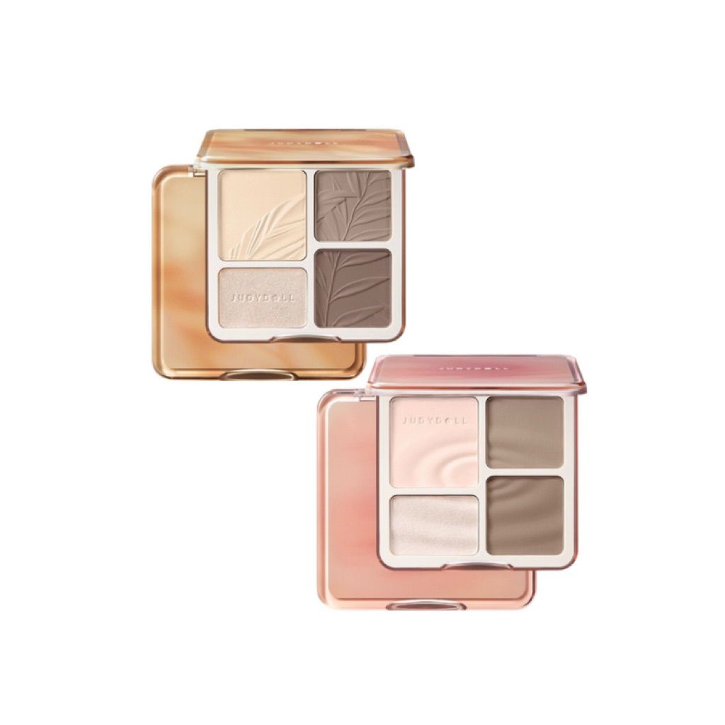 Bảng highlight & contour Judy Doll 4 ô – Tạo khối, bắt sáng, phấn má đa năng, makeup tự nhiên