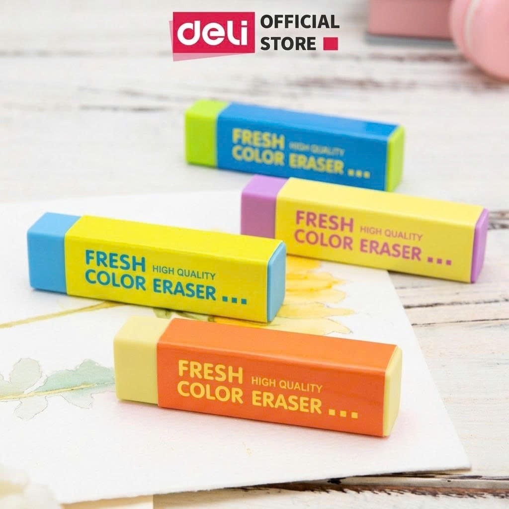Gôm Tẩy Chì 2B Deli - Nhiều Màu - Tẩy sạch, ít vụn, không mòn giấy - An toàn, phù hợp học sinh, trẻ em, văn phòng
