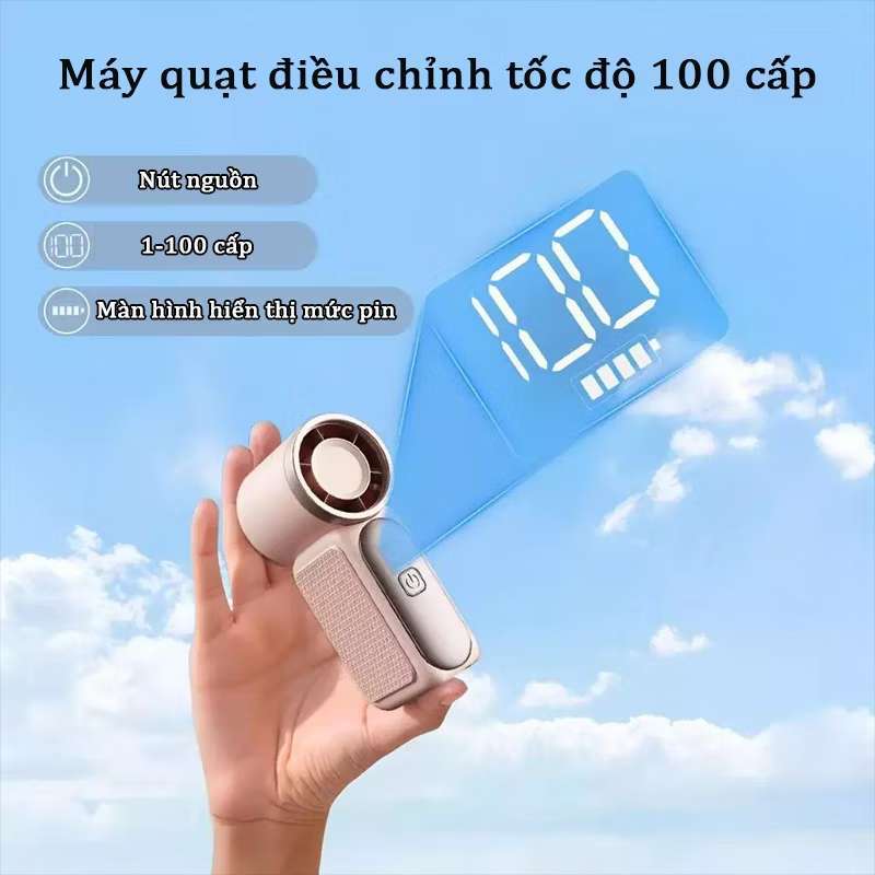 (Loại 1) 2026 Quạt cầm tay mini pin 3000mah 5 cấp độ, sạc pin tiện dụng, nhỏ gọn