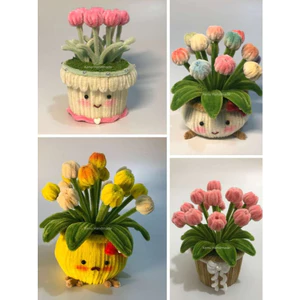 Chậu hoa tulip kẽm nhung mini dùng để decor bàn học, bàn làm việc, quà tặng người yêu