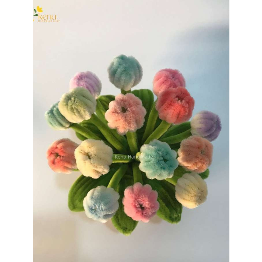 Chậu hoa tulip kẽm nhung mini dùng để decor bàn học, bàn làm việc, quà tặng người yêu