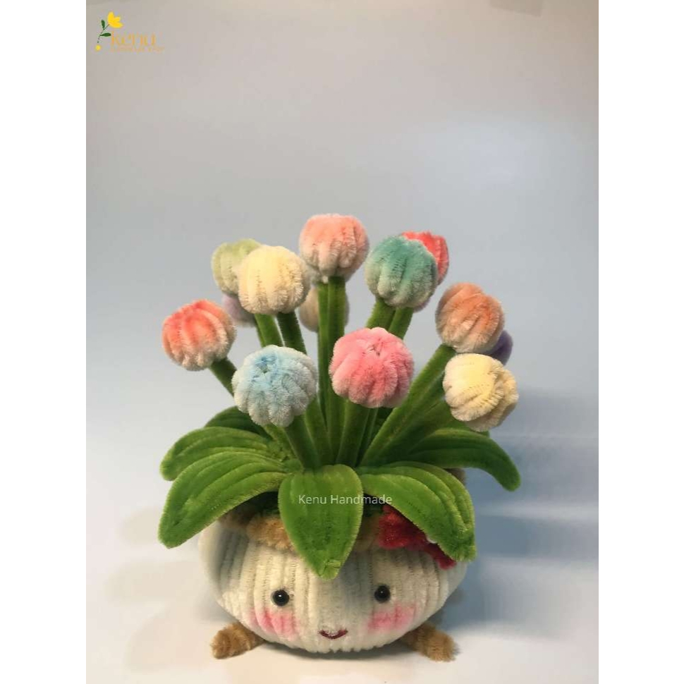 Chậu hoa tulip kẽm nhung mini dùng để decor bàn học, bàn làm việc, quà tặng người yêu