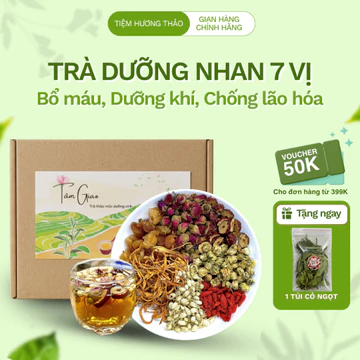 Trà dưỡng nhan 7 vị bổ máu Tiệm Hương Thảo trà thảo mộc hoa hồng kỷ tử long nhãn giúp đẹp da túi trà lọc tiện lợi