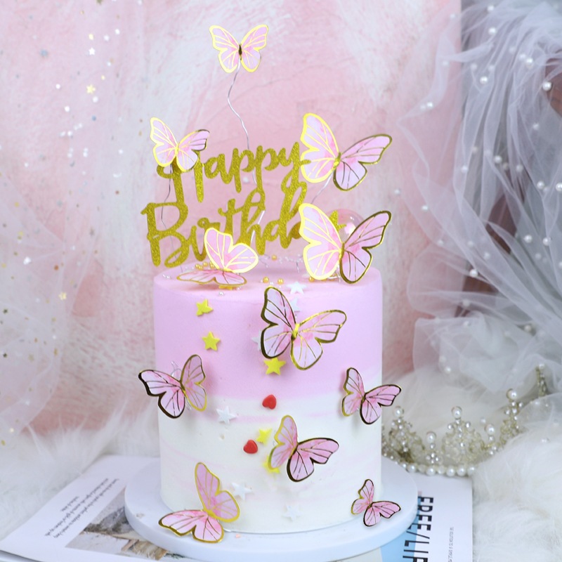 Set 10 Bướm Giấy Trang Trí Bánh Kem, Bướm 3d Trang Trí Bánh Sinh Nhật, Hoa Sáp DUHA 069