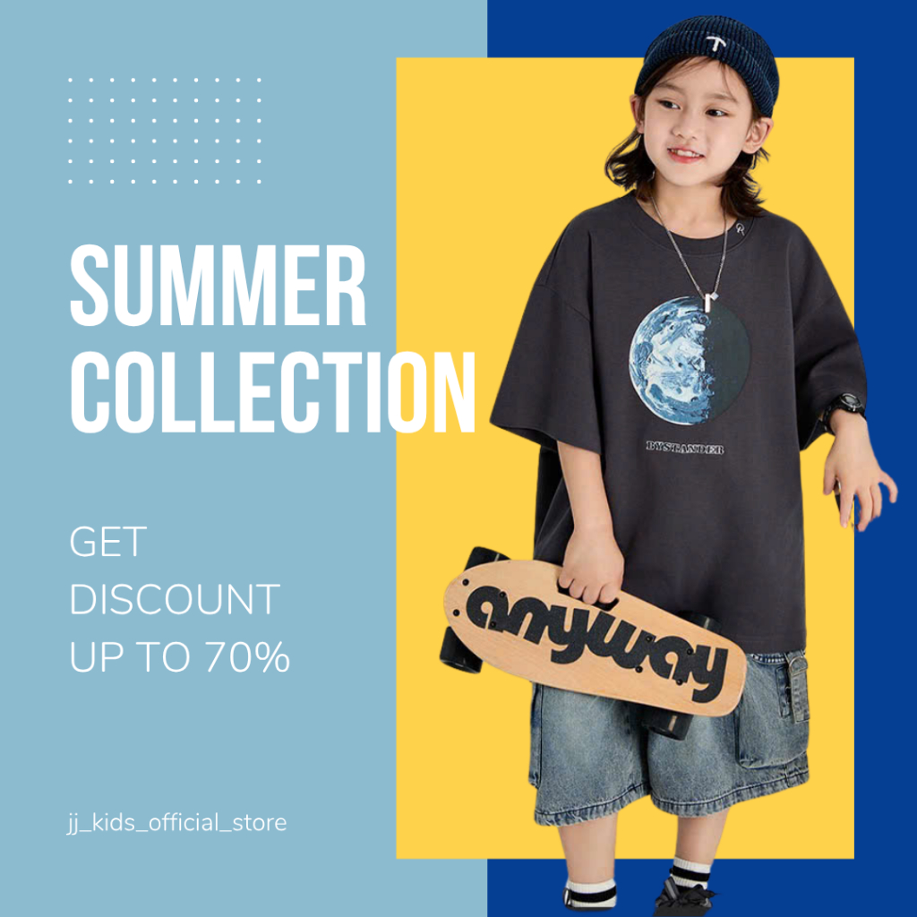 Áo Thun Ngắn Tay Mùa Hè Cho Bé Trai, Bé Gái In Hình Năng Động, Cổ Tròn B661 | JJ Kids Fashion