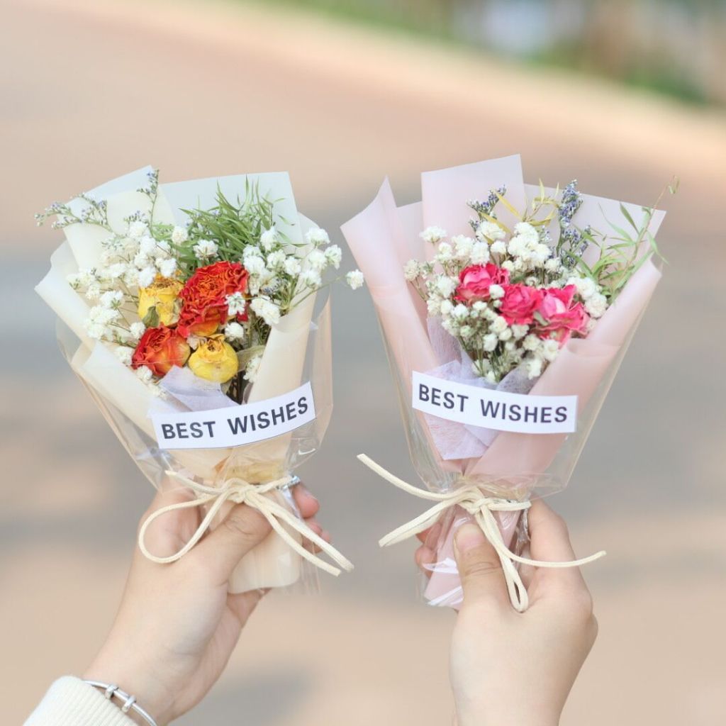 Bó hoa hồng mini trang trí quà tặng, hoa vĩnh cữu mini tặng người yêu, bạn bè