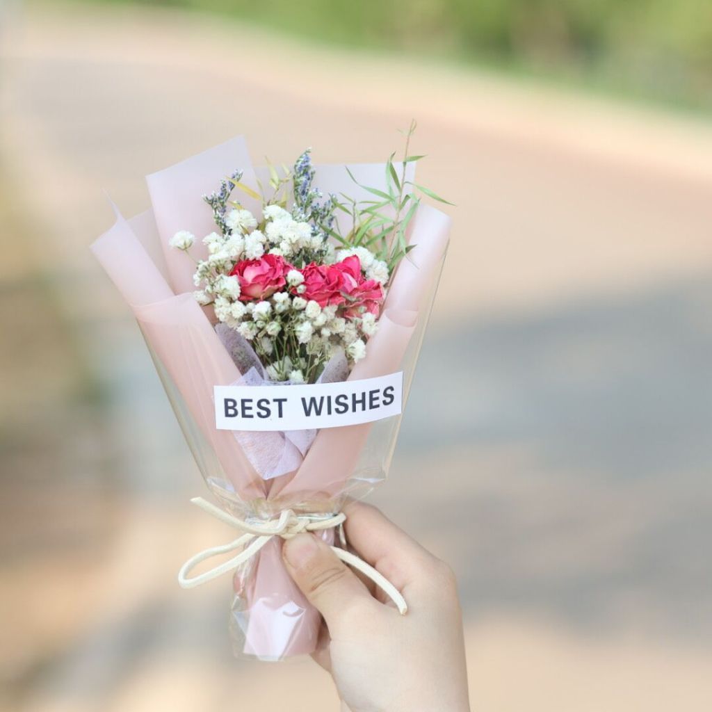 Bó hoa hồng mini trang trí quà tặng, hoa vĩnh cữu mini tặng người yêu, bạn bè