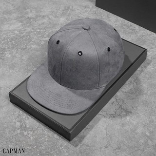 Reckless Capman Mũ Snapback Đen Trơn Xám Trơn Nón Lưỡi Trai Phẳng Mũ Hiphop Thời Trang Vải Da Lộn