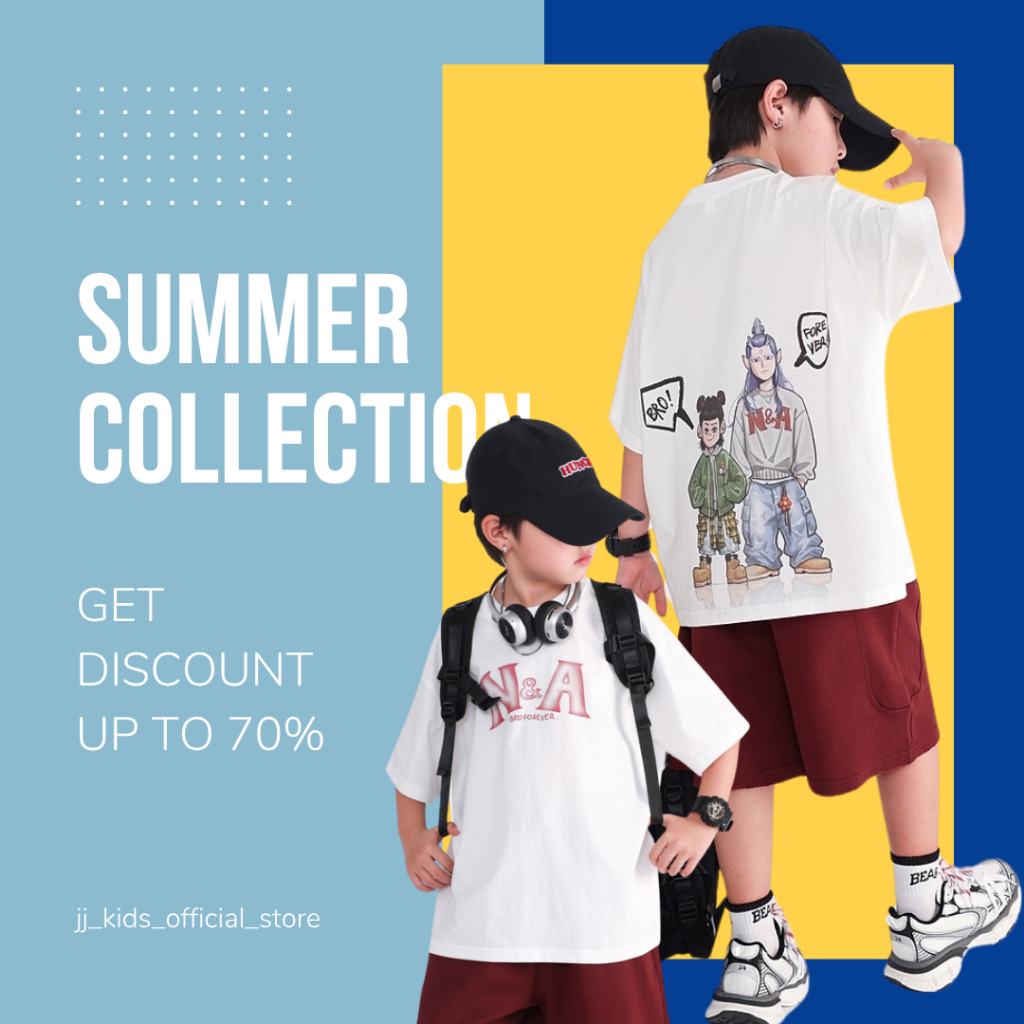 Áo Thun Ngắn Tay Mùa Hè Cho Bé Trai, Bé Gái In Hình Năng Động, Cổ Tròn B688 | JJ Kids Fashion