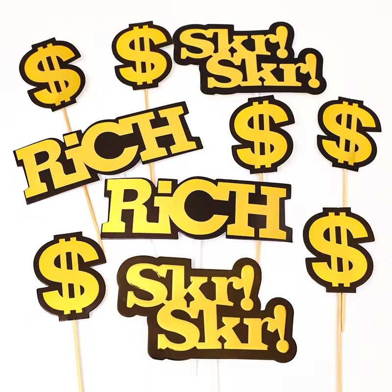 [Rẻ Vô Địch] - Set Cắm Giấy Chư SKR, Đô La - Trang Trí Bánh Sinh Nhật Bánh Kem DUHA 072