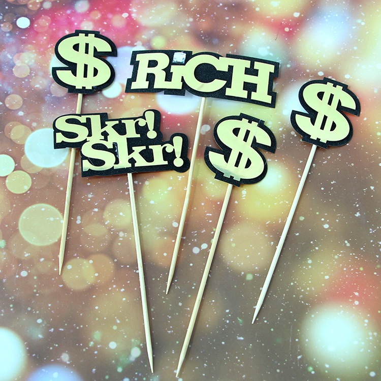 [Rẻ Vô Địch] - Set Cắm Giấy Chư SKR, Đô La - Trang Trí Bánh Sinh Nhật Bánh Kem DUHA 072