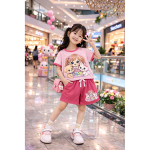 Bộ Đùi bé gái Hình in dễ thương vải 100% cotton 4 chiều cho bé 18-42kg ( tặng 10kt)